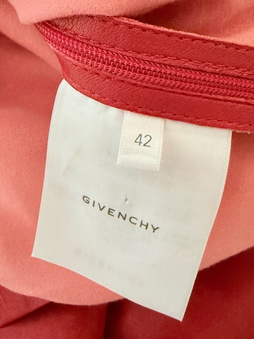GIVENCHY RED LEATHER ONE SHOULDER TWISTED CUT OUT NECK DRAPED MINI DRESS - Picture 9 of 12